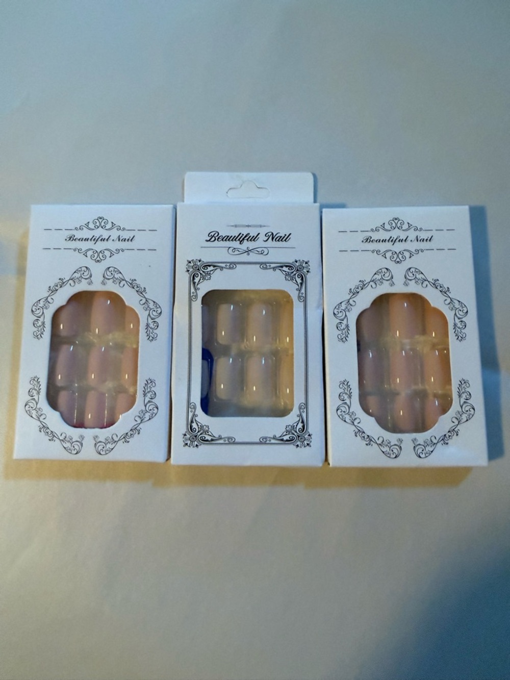 NIP Beautiful Nail 3 Sets of False Nails, Light Pinks,Med Length,Square Tips,DIY